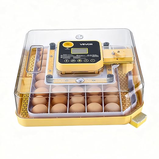 VEVOR 48 Egg Incubator, Automatic Egg Turner with LED Candler, Temperature Display & Auto Humidity Control, 360° View Clear Window, Poultry Eggs Incubator for Hatching Chicks Ducks Goose Quail