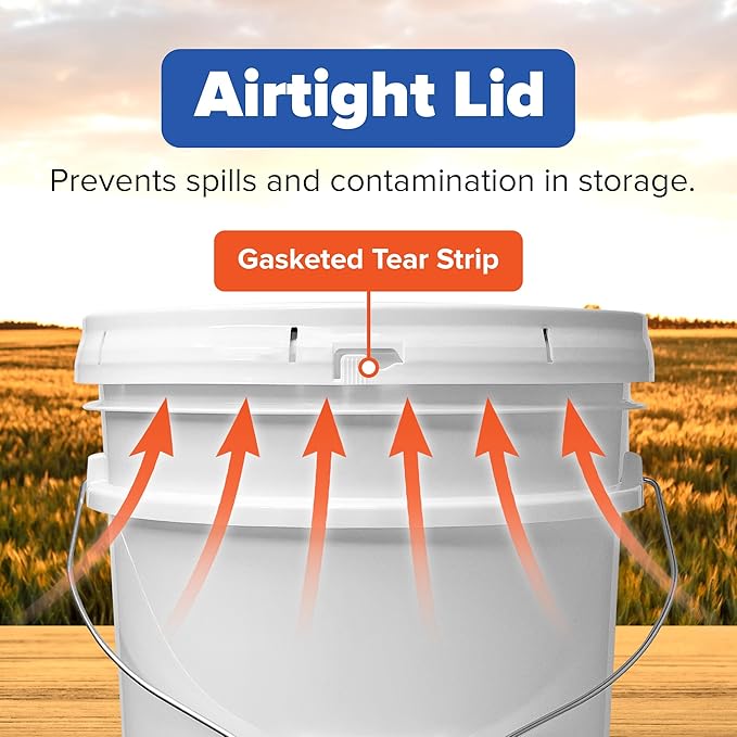 ePackageSupply 5 Gallon Bucket with Airtight Lid | Made in USA | Food Grade | Heavy-Duty Premium HPDE Plastic | Durable 90 Mil All Purpose Pail | Easy Stack and Store | BPA Free | 3 Count