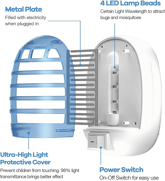Indoor Bug Zappers, Mosquito Killer Indoor, Insect Traps for Home Mosquito Zapper for Baby & Pets, Kitchen, Living Room, Bedroom, Baby Room, Office (6 Pack)