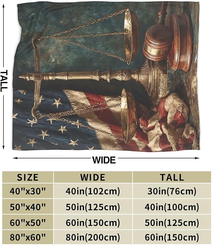Lawyer Throw Blanket Law Day Flannel Blankets American Flag Fuzzy Plush Super Soft Cozy Warm Decor Lawyer Gifts for Boys Girls Kids Adults Men Women 50" x 60"