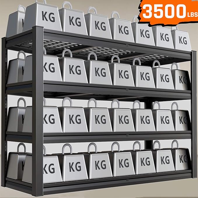 Storage Shelves, 77" W Garage Shelving Heavy Duty Metal Adjustable Garage Shelves, Shelving Units Industrial Shelving for Warehouse, 77" W x 24" D x 72" H,2 Pack