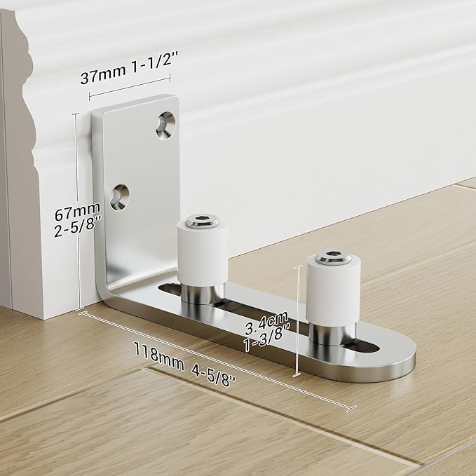 CCJH Barn Door Floor Guide Stainless Steel Adjustable Sliding Door Bottom Guide Ball Bearing Wall Mount- Non-Scratch