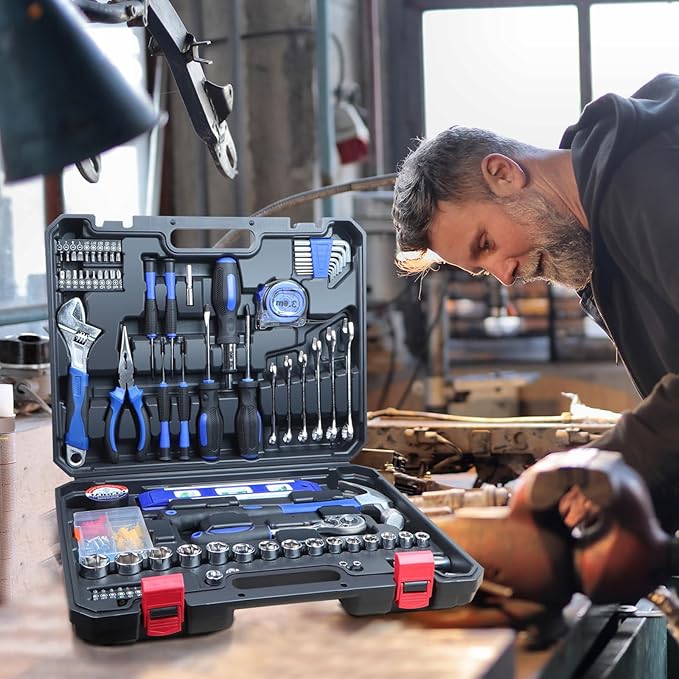 jar-owl Home Tool Kit Tool Set 146 Pieces Metric Household Hand Tool Kit，Auto Repair Tool Set with Portable Toolbox for Homeowner, Diyer, Handyman