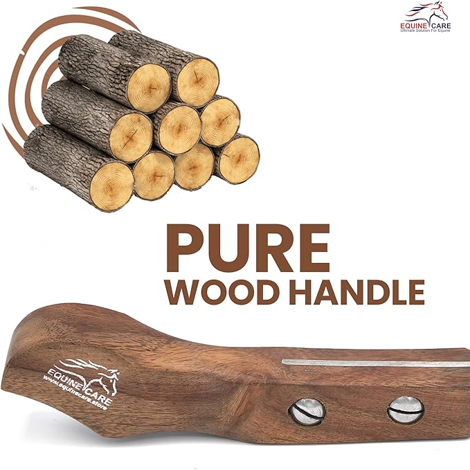 Equine Care Left-Handed Hoof Knife – Ultra-Sharp J2 Steel Blade | Professional Farrier Hoof Knife & Horse Hoof Trimmer | Ergonomic Wooden Handle for Horses & Livestock Hoof Care