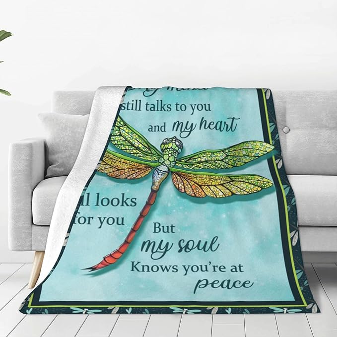 Dragonfly Blanket Dragonfly Throw Blanket Soft Fleece Flannel Bedding Dragonflies Gifts for Women Girls Lovers Adults Stuff Plush for Couch Sofa Bed Room Decor 50"X60"