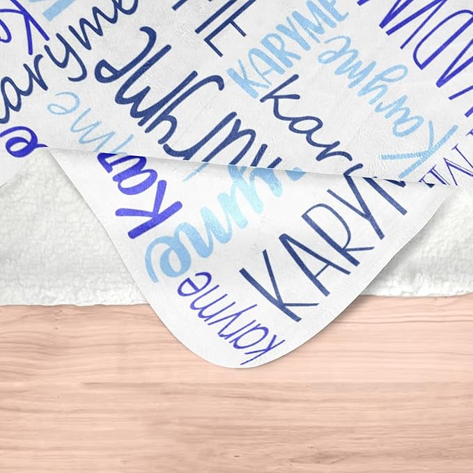 Personalized Blankets with Names Baby Gifts for Girls Boys Custom Soft Fleece and Sherpa Name Blanket for Kids and Adults Birthday for Daughter Son Granddaughter Grandson (White)