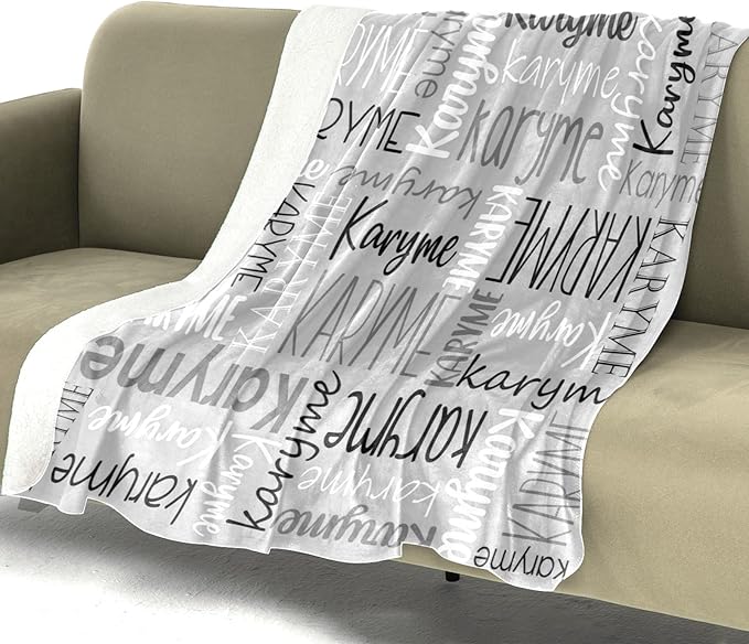 Personalized Blankets with Names Baby Gifts for Girls Boys Custom Soft Fleece and Sherpa Name Blanket for Kids and Adults Birthday for Daughter Son Granddaughter Grandson (Light Grey)