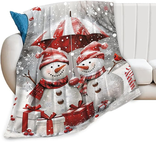 Tijuboni Snowman Throw Blanket for Girls Boys Women Men Kids Adults Soft Flannel Fleece Blanket for Couch Sofa Bed Home Decor 60"x80"