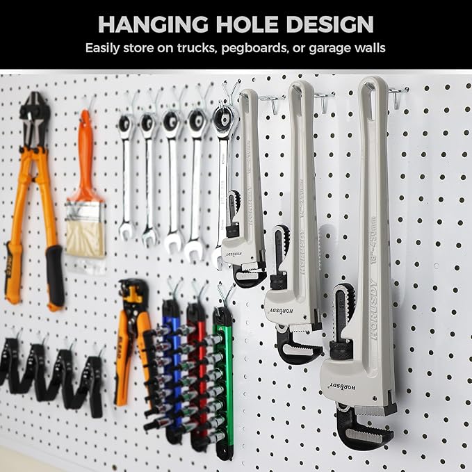 HORUSDY 3 - Piece Aluminum Pipe Wrench Set 10", 14", 18" | Ultra-Light Durable Adjustable Pipe Wrenches for Plumbing, HVAC, Farm, DIY | Heavy Duty Drop Forged Secure Locking Tool Kit