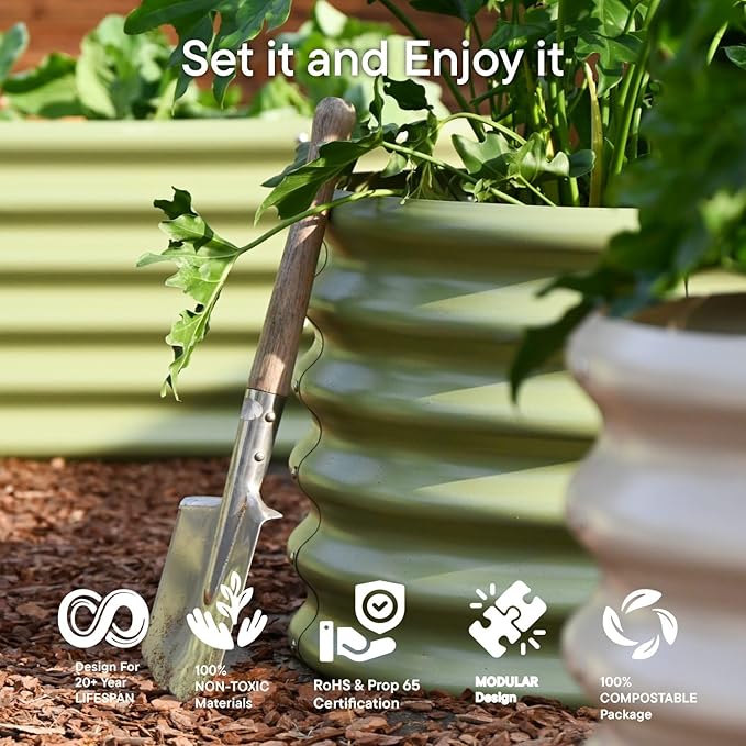 Galvanized Raised Garden Bed 6x2x1.5 ft, 17" Tall Metal Planter Boxes Outdoor for Herb Strawberry, Above Ground Raised Bed Kit for Gardening, Durable Zn-Al-Mg Coated Flower Box - Moss Green