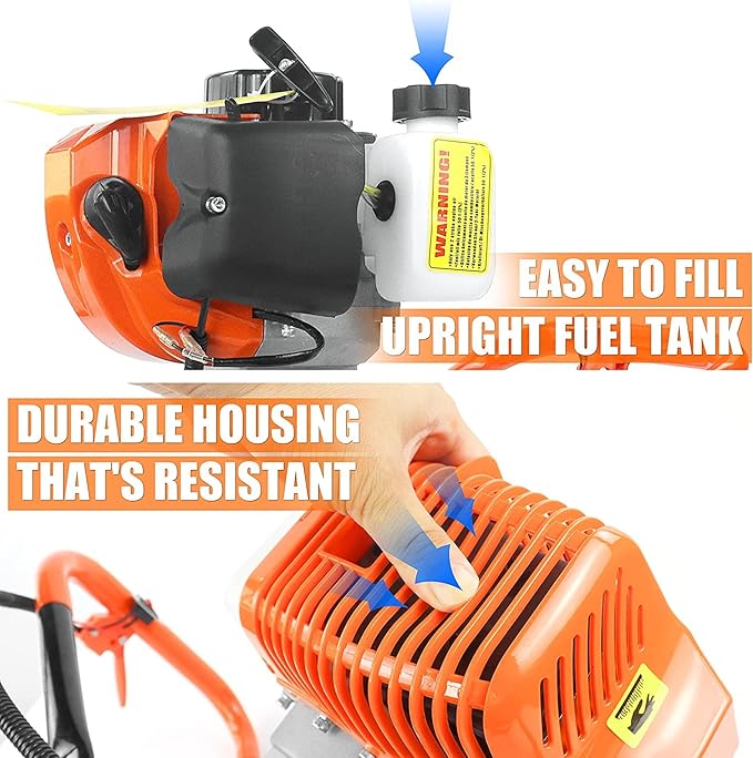 NEOTEC 52CC 2-Stroke Gas Powered Earth Auger Post Fence Hole Digger Powerhead, Petrol Drill Borer for Garden & Lawn, Digging