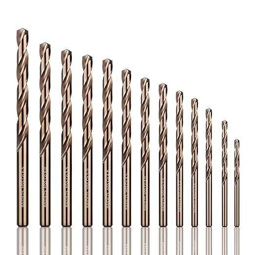 Cobalt Drill Bits Set (1.5-6.5mm, 13Pcs), M35 HSS Metal Twist Drill Bits Set for Hard Metal, Stainless Steel, Cast Iron, Plastic, Wood, Other Materials
