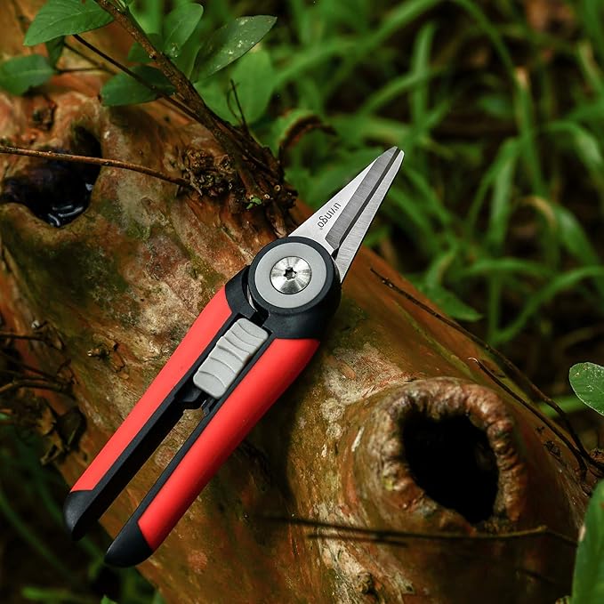 LIVINGO Precision Garden Pruning Shears - Straight Blade Floral Scissors with Non-Slip Handle for Trimming, 8.5" Gardening Clippers for Flowers, Herbs, Bonsai & Indoor Plants