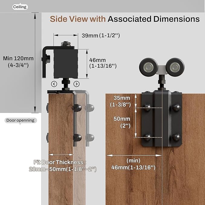 96"/8FT Box Rail Hardware Heavy Duty Sliding Barn Door Track, Aluminium Alloy Wall Mount Kit for Single Door, Smoothly and Quietly Easy to Install (No Door)