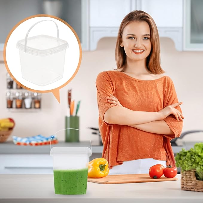 Baluue 10pcs Milk Tea Night Supplies Bucket with Lid Food Storage Container Clear Food Bucket Fruit Yogurt Snacks Clear Popcorn Cookie