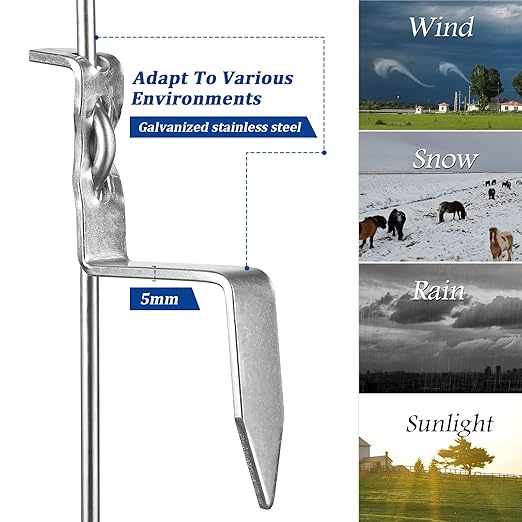Fence Shock 41 Inches Systems Pig Tail Step-in Fence Post, Stainless Steel for Garden and Farm, Portable Fence Ideal for Electric Fencing - Pack of 30 White