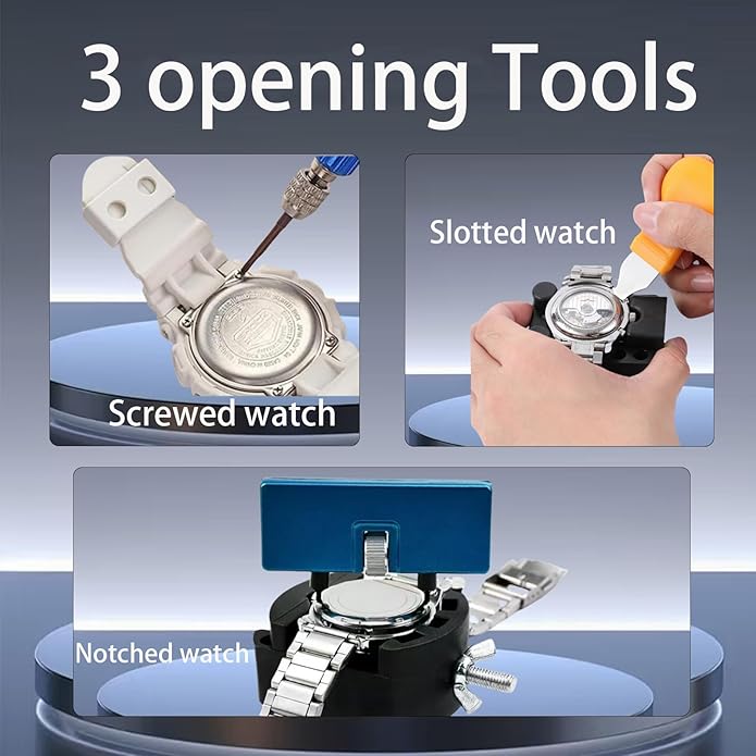 Watch Battery Replacement Tool Kit, 108PCS Spring Bars, 5-in-1 Precision Screwdriver, Adjustable Back Case Opener, Holder, Pry Tool, Spring Bar Tool with Scale, Tweezer, Watch Repair Kit for Watch Back Removal and Band Replacement