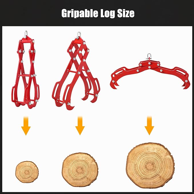 Garvee 36 in Log Grabber, Log Lifting Tongs, Skidding Log Lifting Tongs Timber, Heavy Dut Solid Steel Swivel Dragging Steel Tongs Log Lifting Lumber Skidding Tongs Logging Grabber(4 Claw)