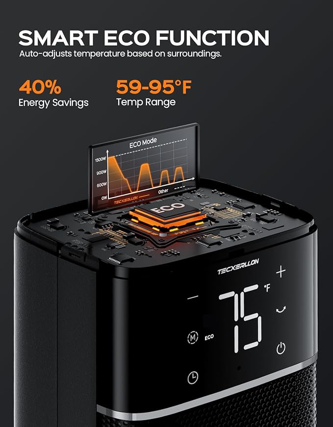 32.3" Portable Space Heaters for Indoor Use Large Room, 1500W Tower Electric Space Heater with 3D Flame, PTC Ceramic Space Heaters with Remote (Black, 33-inch)