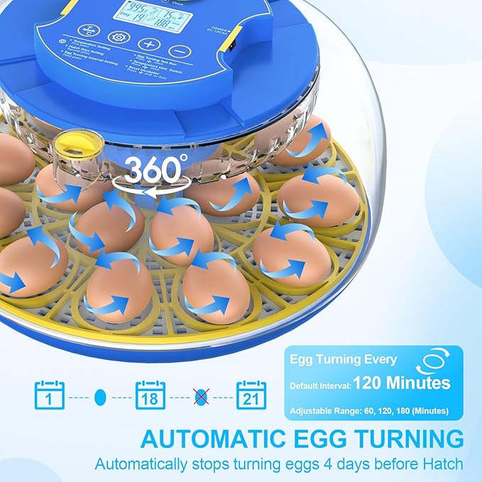 18 Egg Incubators for Hatching Eggs with Temperature Control, Egg Incubator with Automatic Egg Turning and Humidity Display, Built-in Egg Candler Incubator for Chicken Eggs, Duck, Goose & Quail