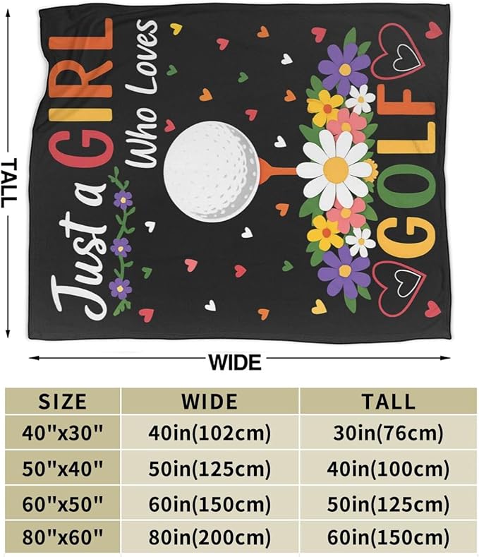 Golf Fleece Blanket Sports Golfing Throw Blankets for Girls Women Golfers Super Soft Warm Flannel Throws Gifts for Kids Adults Cozy Fuzzy Plush Stuffed Couch Bed Bedding Decor 80"X60"