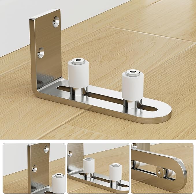 CCJH Barn Door Floor Guide Stainless Steel Adjustable Sliding Door Bottom Guide Ball Bearing Wall Mount- Non-Scratch
