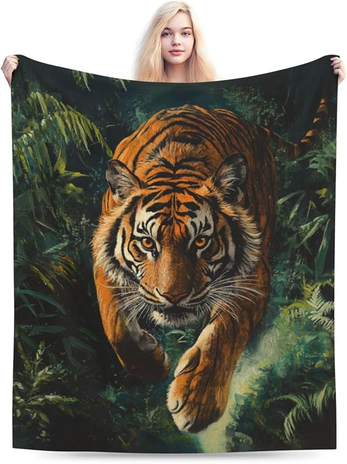 Tiger Blanket Soft Warm Tiger Fleece Plush Throw Blanket Tiger Gifts for Tiger Lover Cozy Flannel Bedding Stuff Wildlife Animal Decor Blanket for Girls Boys Kids Adults Women Bed Travel 40"x50"