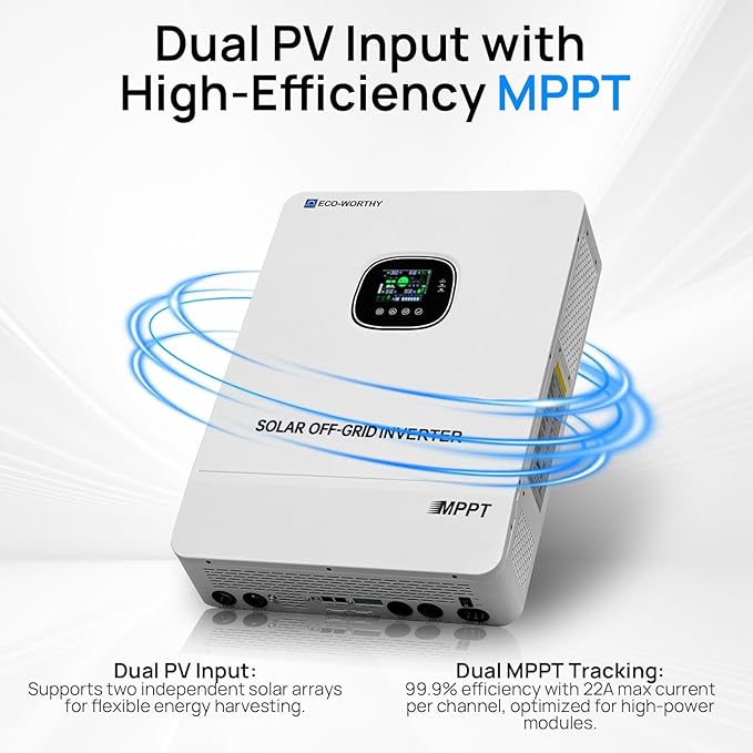 ECO-WORTHY Home Power Station Backup Power,AC 10000W Output+10240Wh LiFePO4 Battery Support Communication,Bluetooth and WiFi,Fast Charge,for Home Backup,Emergency,Solar System Components