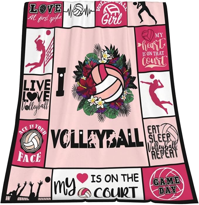 Volleyball Blanket Super Soft Warm Volleyball Fleece Throw Blanket for Girls Women Cozy Fluffy Volleyballs Lightweight Flannel Gifts Blankets for Kids Adults 60"X50"