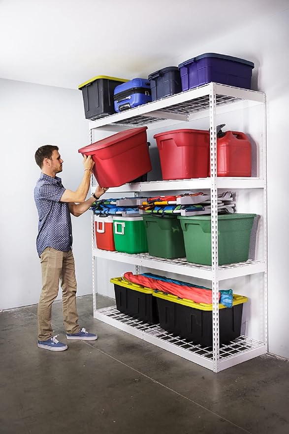 SafeRacks Garage Shelving Unit - All Steel Storage Rack That Holds 500 Pounds Per Shelf - Easy to Assemble, White (24" x 72" x 84")
