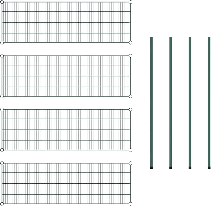 Commercial NSF Listed Green Epoxy Stationary Wire Shelving Kit 18" x 54" x 54", with 4 Shelves Perfect for Warehouse, Walk-in Refrigerator, Freezer, Grocery Store, Restaurant, Dishroom