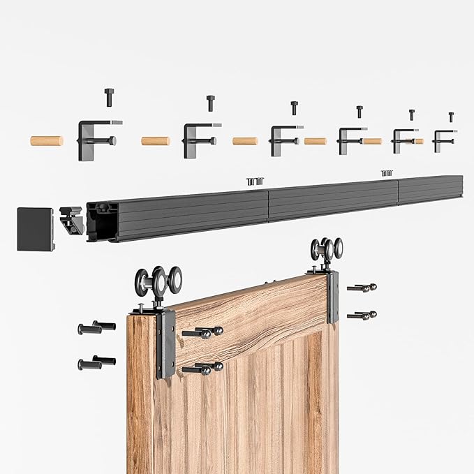 8FT Box Rail Sliding Barn Door Hardware,Wall Mount Track Kit,Heavy Duty,Easy to Install(No Door)