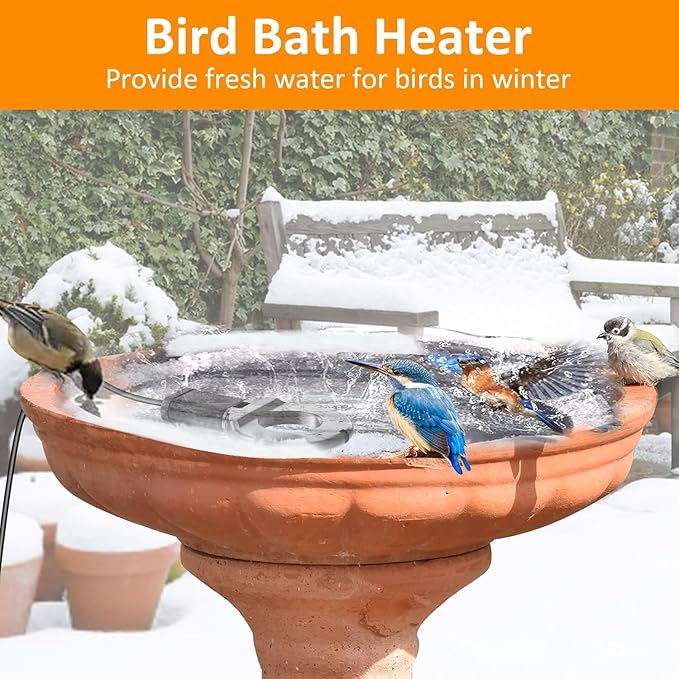 250W Utility De-Icer, Submergible Bird Bath Heater De-icer, Chicken Water Heater, Stock Tank Heater for Livestock Poultry Birds, Cows, Horses, Wildlife Drinkingwith 10FT Power Cord, Black