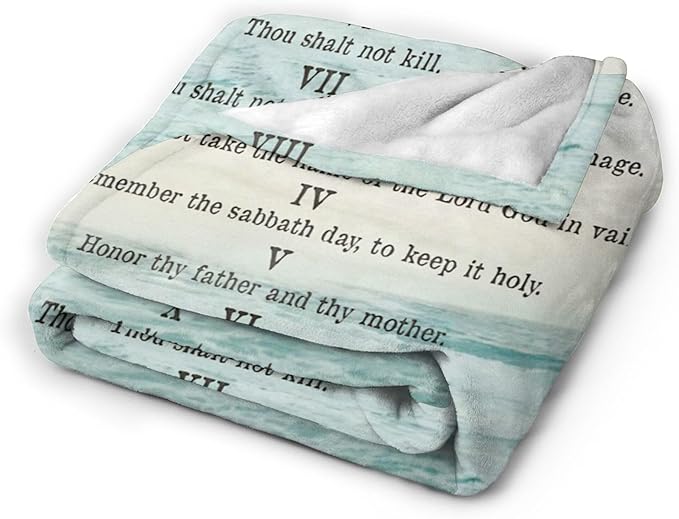 Christian Bible Blanket 10 Commandments Throw Blanket Christian Gifts and Decor Religious Bible Verse Blanket for Girls Women Kids Adults Soft Warm Cozy Fleece Blanket for Couch Sofa Bed 60"x50"