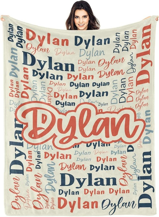 Custom Blanket with Name Personalized Blankets for Kids Adult Boys Girls Flannel Monogrammed Customized Blankets Throw (40''x50'')