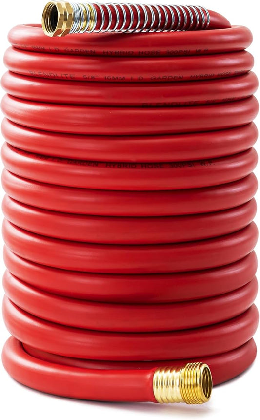5/8" Garden Hose 150ft, -40℉ To 190℉ Hot/Cold, Heavy Duty,Flexible, 300psi Working, 1000psi Burst, 3/4" Brass Fittings with Hose Protector Coil Spring for Outdoor,Yard, Farm