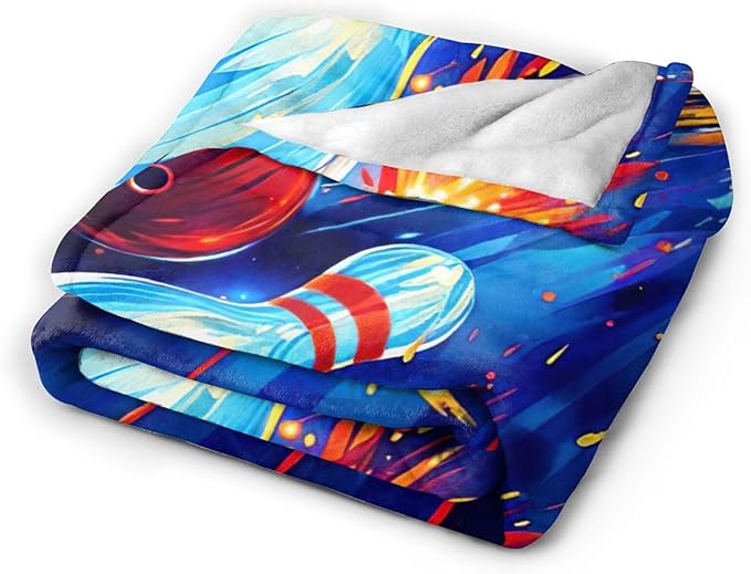 Bowling Blanket Gifts for Girls Boys Lovers Soft Warm Plush Bowling Ball Sport Throw Blanket Flannel Fleece Fuzzy Stuff Blanket for Bed Couch Living Room Decor 50"X40"