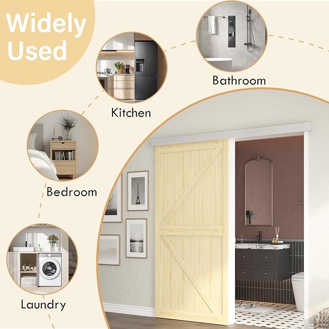 8FT Sliding Barn Door Hardware, Low Clearance Aluminium Alloy Box Rail Hardware for Wooden Barn Door, Interior Barn Door Track, Easy to Install