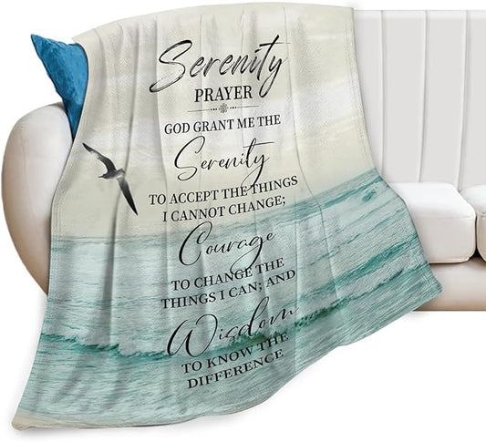 Tijuboni Serenity Prayer Bible Throw Blanket Christian Gifts for Women Men Girls Boys Kids Adults Soft Flannel Fleece Blanket for Couch Sofa Bed Home Decor 60"x80"