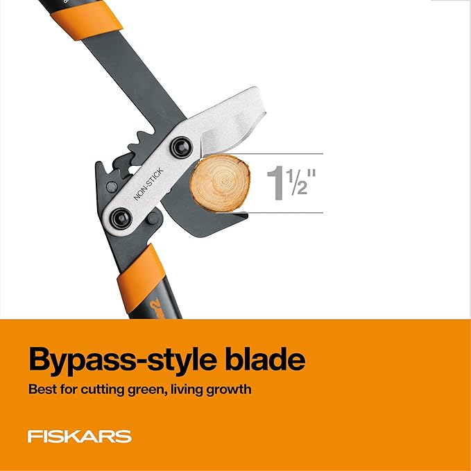 Fiskars 18-Inch Loppers for Tree Trimming, Heavy Duty, Sharp Bypass Steel Blade Tree Branch Cutter up to 1.5-Inch Diameter Cut Capacity, PowerGear2 Technology Multiplies Power, Hand Loppers