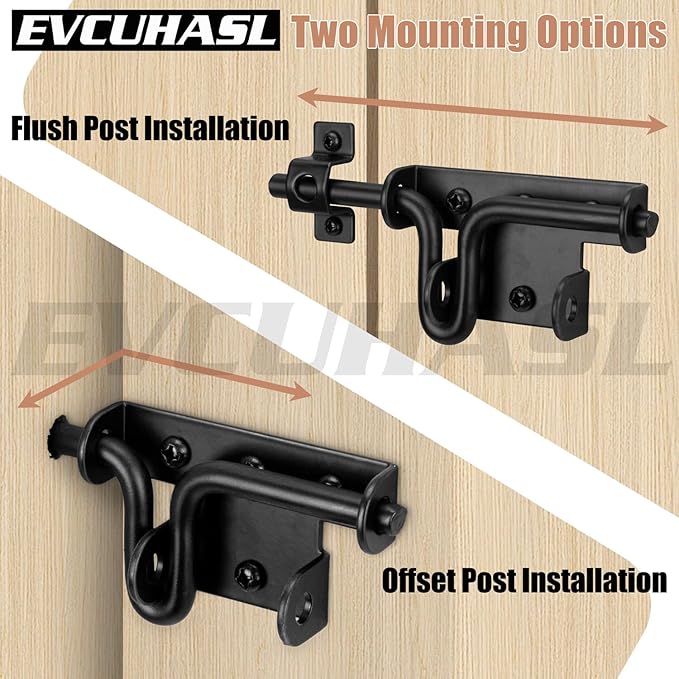 Slide Bolt Gate Latch with Padlock Hole, Heavy Duty Sliding Bolt Door Lock Hardware for Wooden Fence, Shed Gates, Barn Doors, Backyard Gate, Bolt Latch with Black Finish, 1 Pack