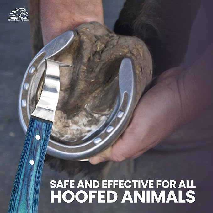 Equine Care Double-Edged J2 Stainless Steel Hoof Trimming Loop Knife, Hoof Pick with Sheet Handle - Versatile Farrier Tool for Horse & Cow Hoof Care, Ideal for Farriers & Horse Owners.