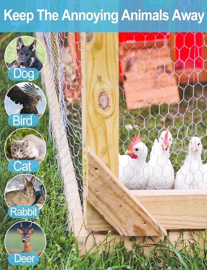 TOYPOPOR Chicken Wire 16'' x 190''/16ft(40cm x 5m), Outdoor Anti-Rust Hexagonal Galvanized Chicken Wire Mesh Fencing to Protect Gardening Plants Vegetables Flowers Fruits from Dogs Rabbits Squirrels