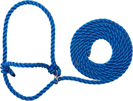 Weaver Livestock Poly Rope Breaking Cattle Halter, Adjustable, Modern Style Cow Calf Halter, Livestock Handling Equipment for Showing, Blue