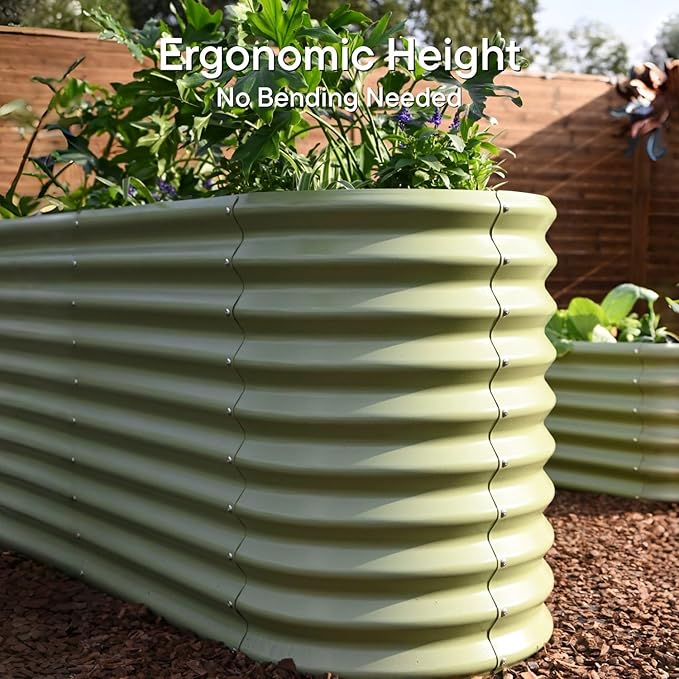 Raised Garden Bed 6x2x2.5 ft, 30" Extra Tall Galvanized Metal Planter Boxes Outdoor, Heavy Duty Flower Bed for Vegetable Fruit Herb, Raised Bed Gardening Outdoor Large Planters - Moss Green