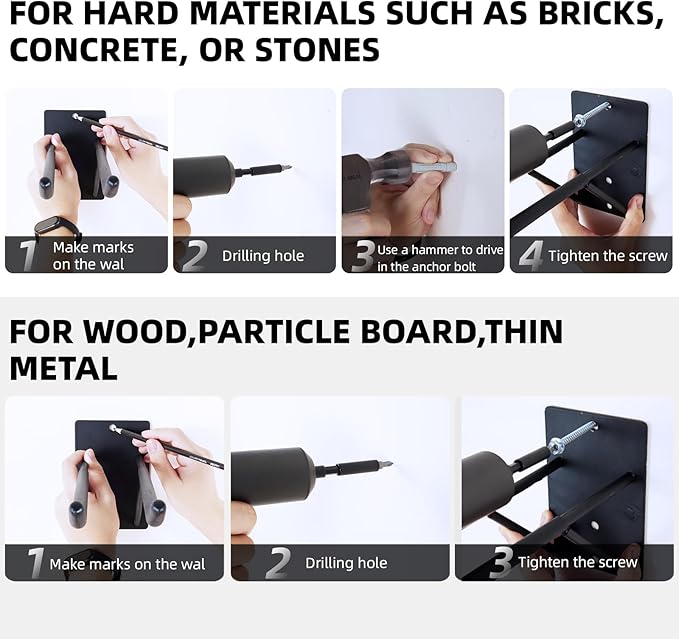 14" Large Heavy Duty Garage Hooks, 4-Pack Steel Garage Storage Hooks with Support Rods, Utility Wall Mount Hangers for Power Tools, Car Tires, Ladders, Chairs, Garden Tools and More