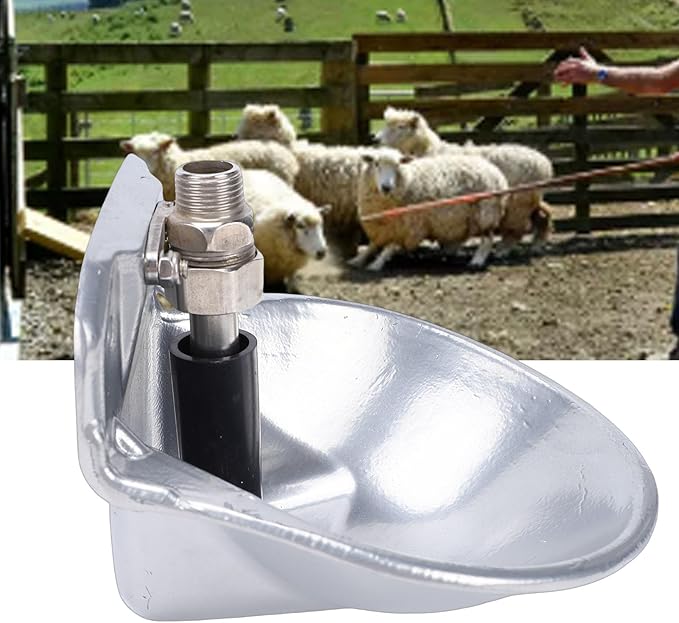 HEEPDD Dog Water Bowl Dispenser, Automatic Livestock Waterer Stainless Steel Cow Drinking Water Bowl with Float Valve Farm Livestock Animals Tool for Dogs Cattle Sheep