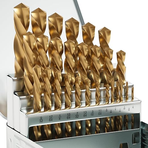 Cobalt Left Hand Drill Bit Set, 29Pcs M35 High Speed Steel Jobber Length Drill Bit Kit for Hardened Metal, Stainless Steel, Cast Iron, Wood and Plastic, with Index Storage Case, 1/16"-1/2"