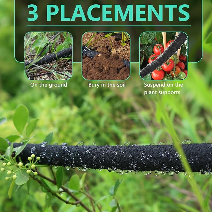 1/2'' Soaker Hose for Garden - 25 Ft Heavy Duty Garden Soaker Hose, Drip Irrigation System