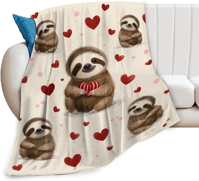 Sloth Blanket, Soft Plush Fleece Animal Throw Blanket - Cozy Warm Stuffed Blankets Bedding Sloth Gifts for Women Girls Kids Adults 40"X50"